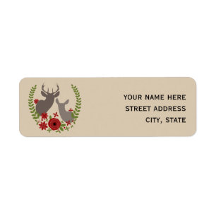 Christmas Floral Deer Address Label