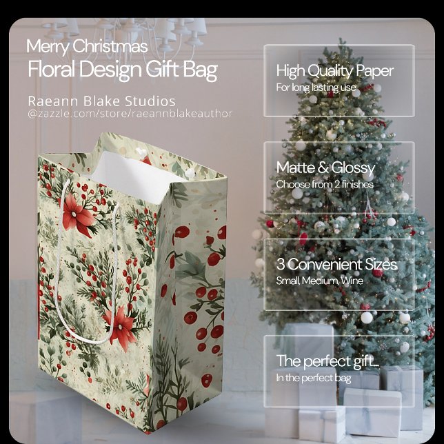 Christmas Floral Design Gift Bag (Creator Uploaded)