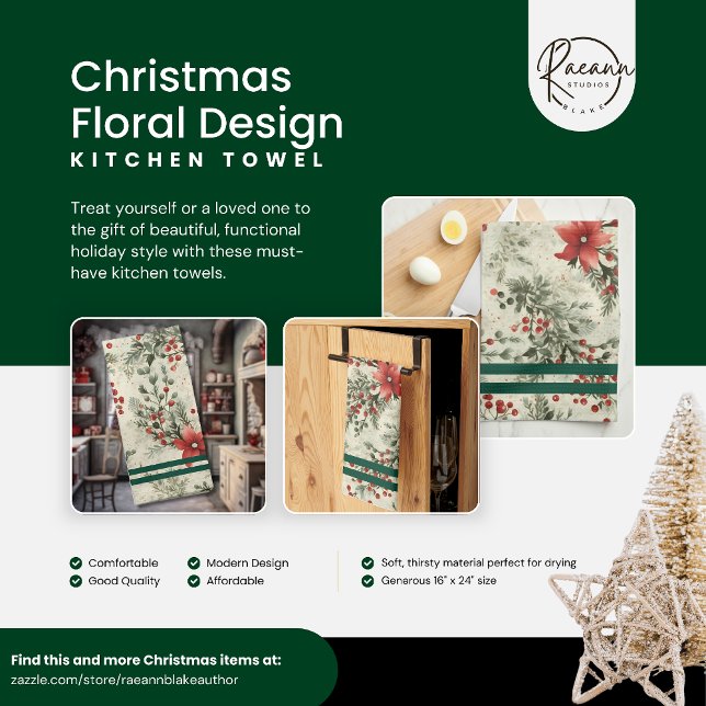 Christmas Floral Design Kitchen Towels (Creator Uploaded)