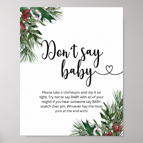 Christmas floral Dont say baby Poster