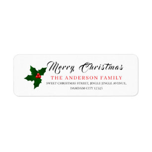 Christmas Floral Elegant Simple Return Address Label
