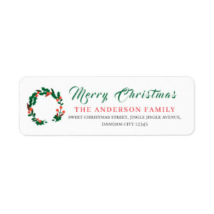 Christmas Floral Elegant Simple Return Address Label
