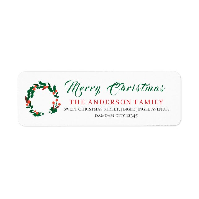 Christmas Floral Elegant Simple Return Address Label (Front)