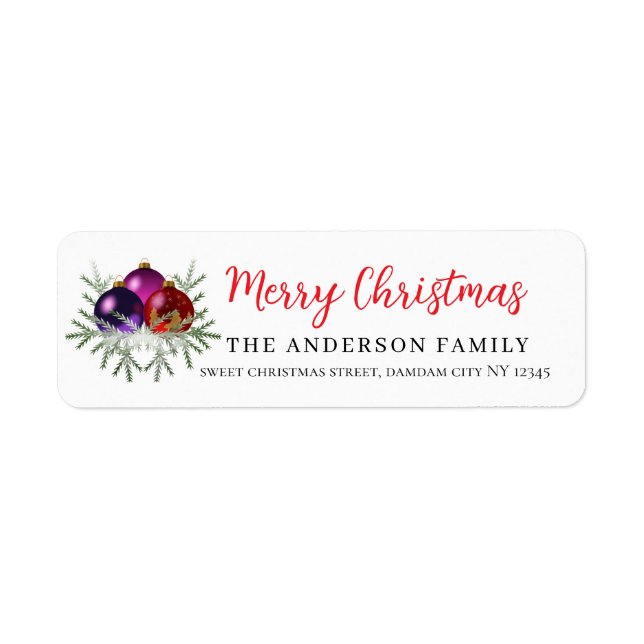 Christmas Floral Elegant Simple Return Address Label (Front)