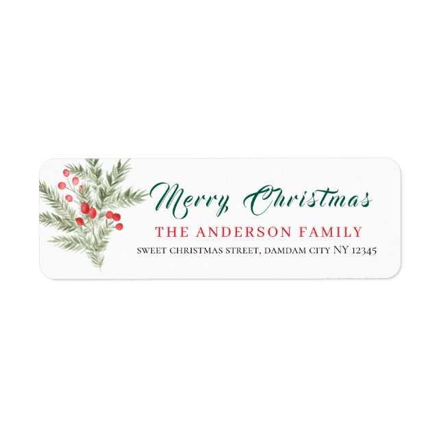 Christmas Floral Elegant Simple Return Address Label (Front)