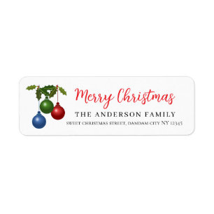 Christmas Floral Elegant Simple Return Address Label
