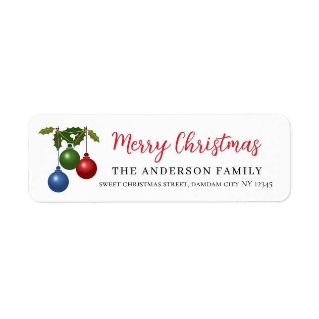Christmas Floral Elegant Simple Return Address Label (Front)