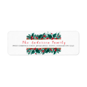 Christmas Floral Elegant Simple Return Address Label