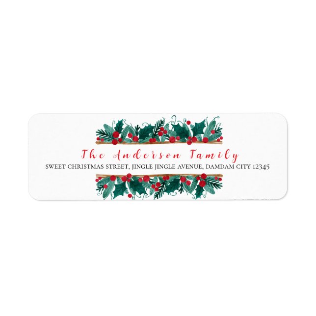 Christmas Floral Elegant Simple Return Address Label (Front)