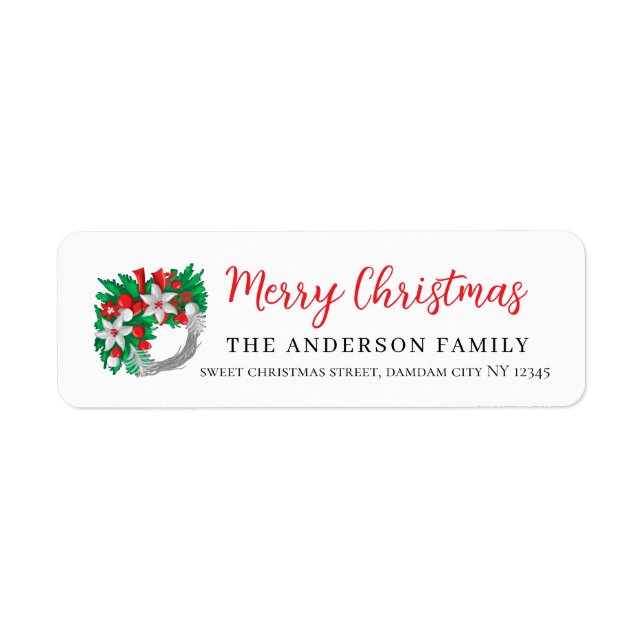 Christmas Floral Elegant Simple Return Address Label (Front)
