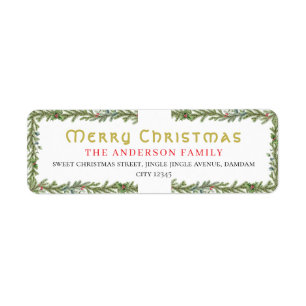Christmas Floral Elegant Simple Return Address Label