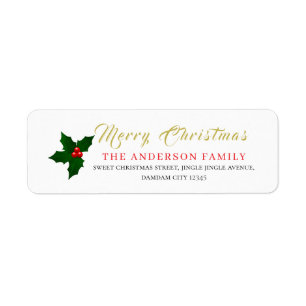 Christmas Floral Elegant Simple Return Address Label