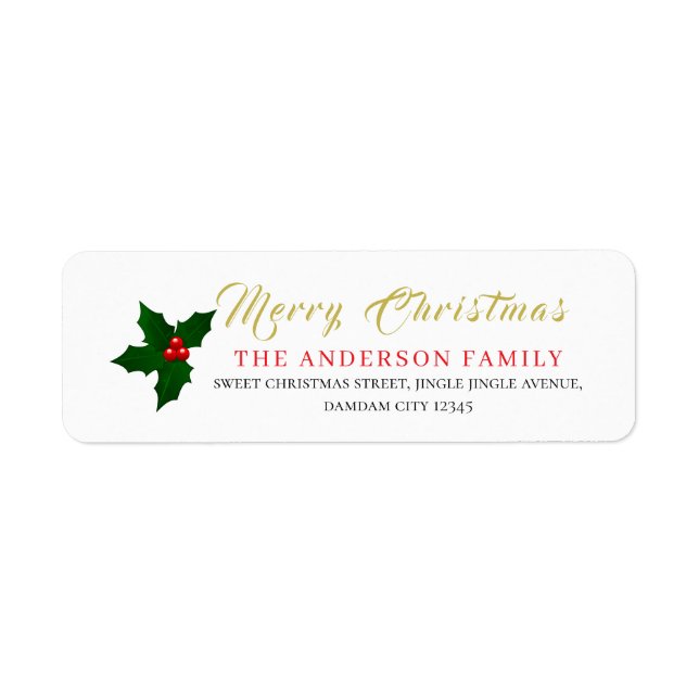 Christmas Floral Elegant Simple Return Address Label (Front)