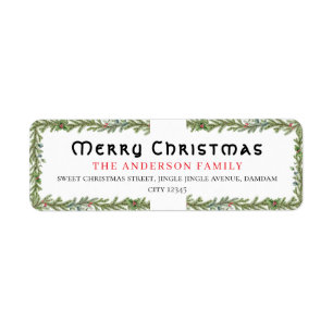 Christmas Floral Elegant Simple Return Address Label