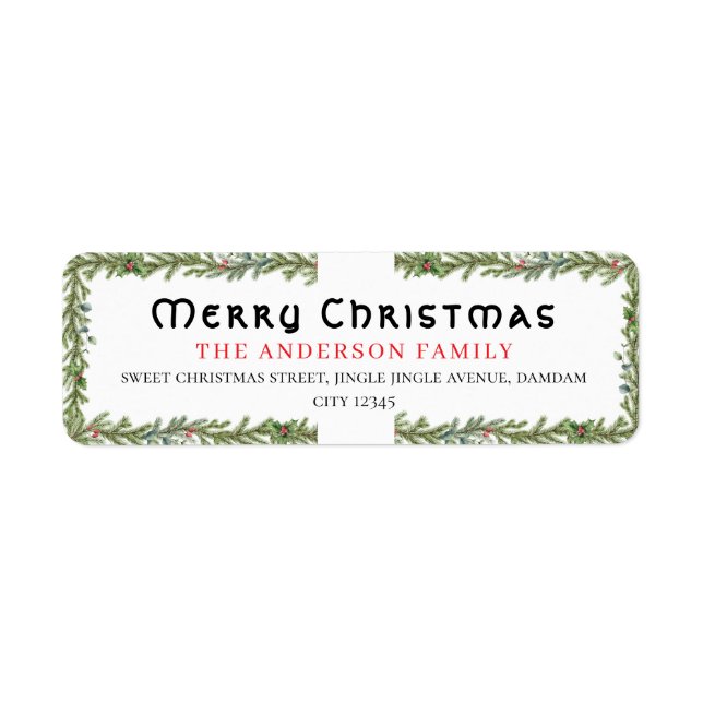 Christmas Floral Elegant Simple Return Address Label (Front)