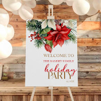 Christmas Floral Flower Holiday Party Welcome Sign