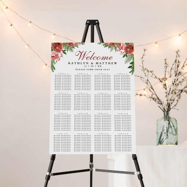 Christmas Floral Foliage Wedding 16 Table Seating  Foam Board (Creator Uploaded)