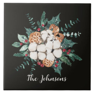 Christmas Floral Greenery Ceramic Tile