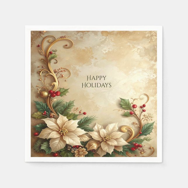Christmas Floral Holiday Napkin (Front)