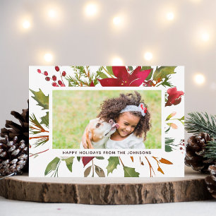 Christmas Floral Holiday Photo Card
