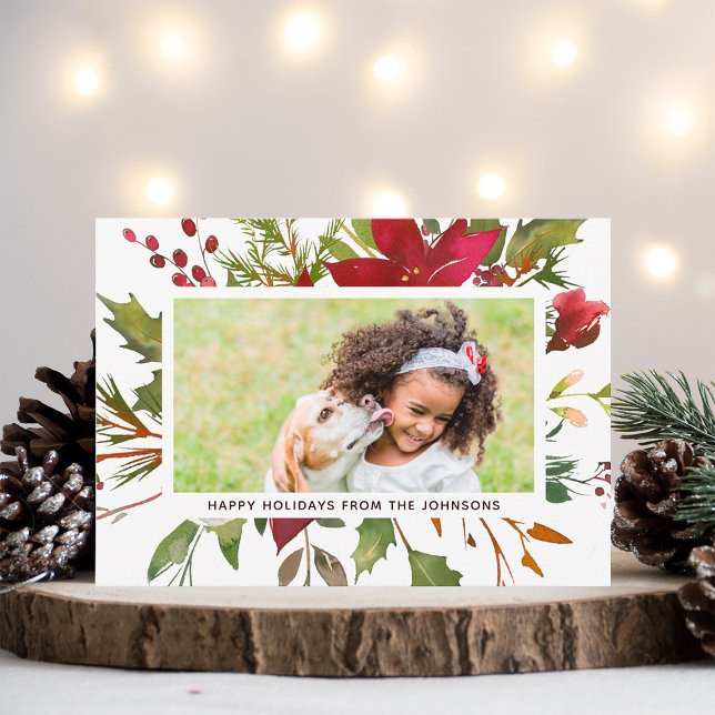 Christmas Floral Holiday Photo Card (Creator Uploaded)