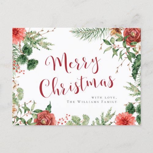 Christmas Floral Holiday Postcard