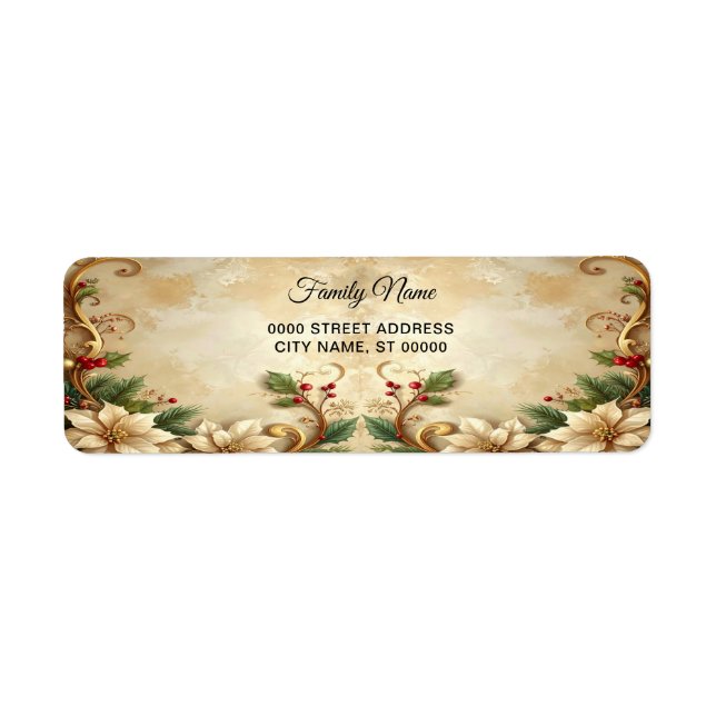 Christmas Floral Holiday Return Address Label (Front)
