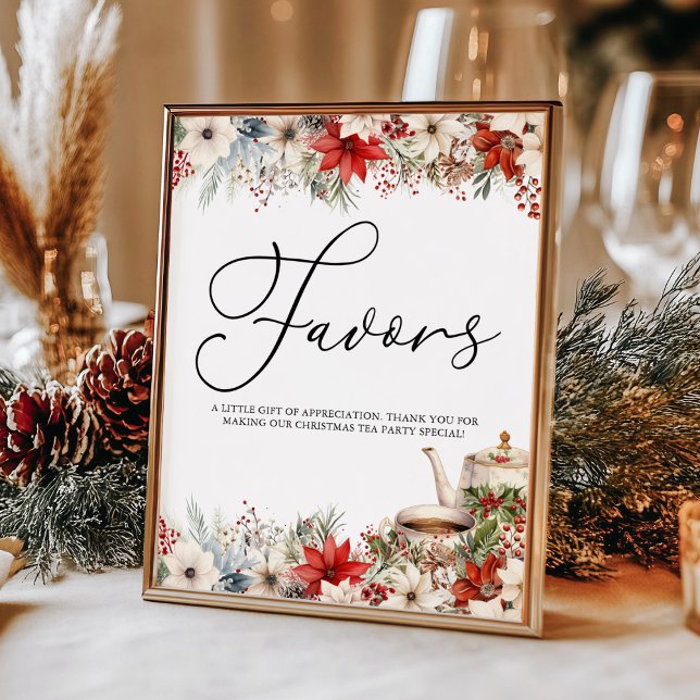 Christmas Floral Holiday Tea Party Favors Poster (Creator Uploaded)