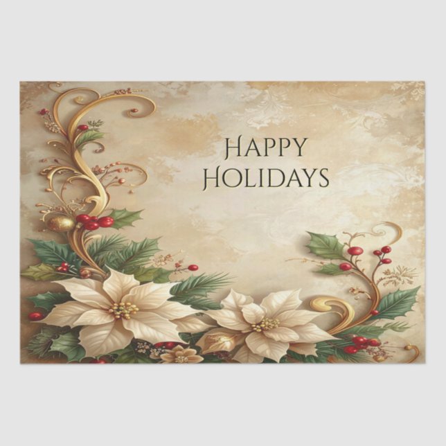 Christmas Floral Holiday Tissue Paper (Front)