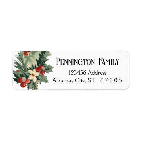 Christmas Floral Mailing Address Family Name Label