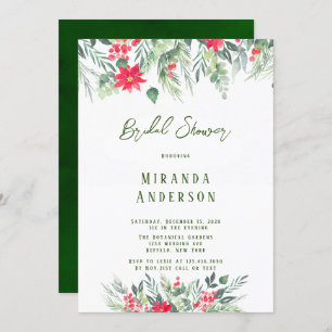 Christmas Floral Paint Leaf Bridal Shower Invitati Invitation