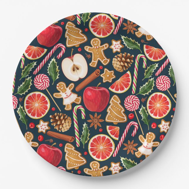 Christmas Floral Paper Plate (Front)