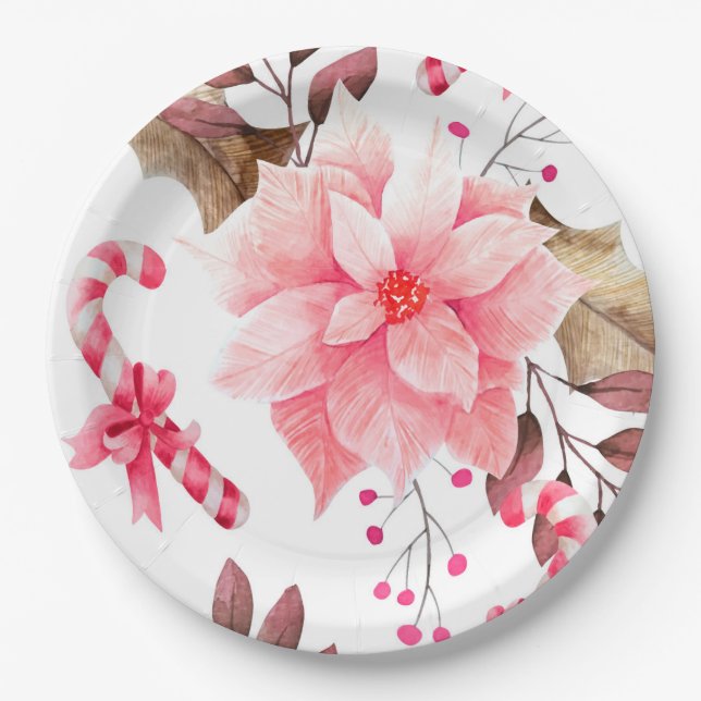 Christmas Floral Paper Plates (Front)