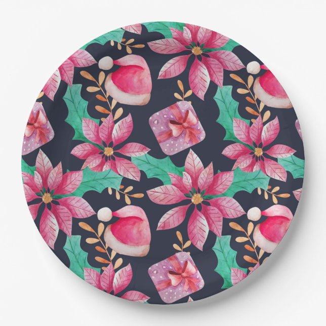 Christmas Floral Paper Plates (Front)
