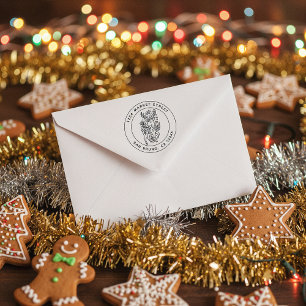 Christmas Floral Patterned Reindeer Return Address Self-inking Stamp