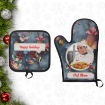 Christmas Floral Personalized Chef Mom Photo