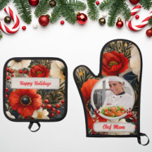 Christmas Floral Personalized Chef Mom Photo