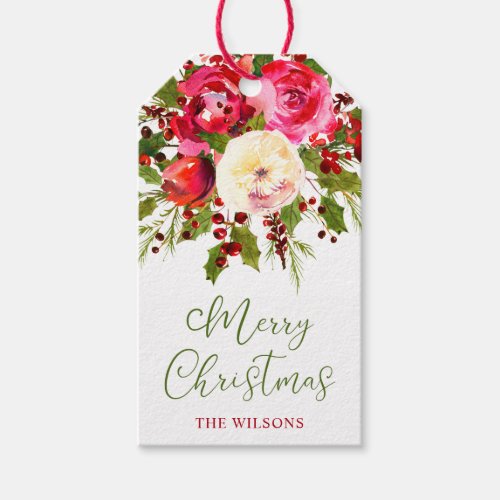 Christmas Floral Personalized Gift Tags