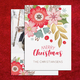Christmas Floral Photo Greeting Card