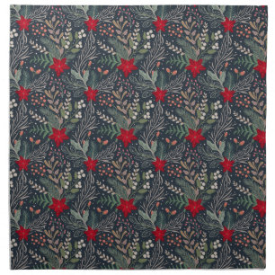 Christmas Floral Poinsettia Winter Heather Cloth Napkin