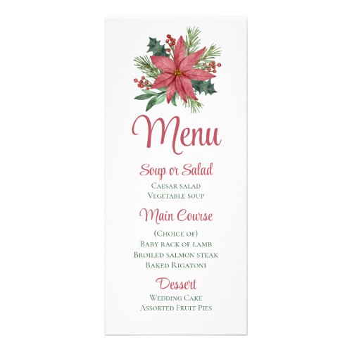 Christmas Floral Poinsettia Winter Wedding Menu 