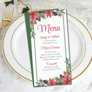 Christmas Floral Poinsettia Winter Wedding Menu