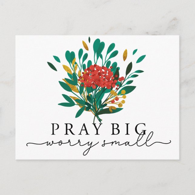 Christmas Floral Prayer Motivational Postcard (Front)
