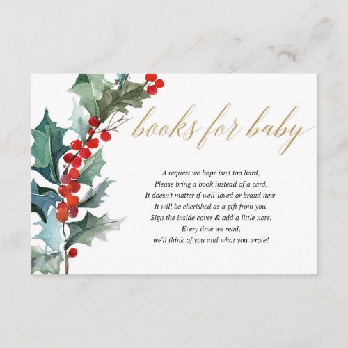 Christmas floral red green gold book request enclo enclosure card