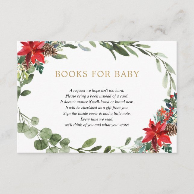 Christmas floral red green gold books for baby enc enclosure card (Front)