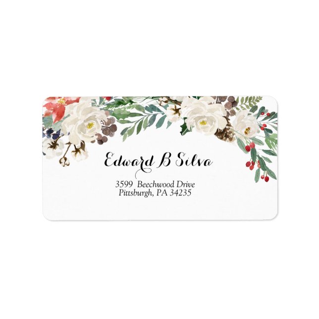Christmas Floral return address label (Front)