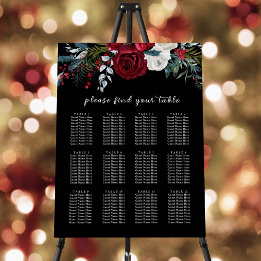 Christmas Floral Rose Wedding Seating Chart Foam Board