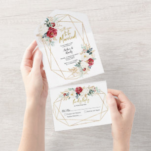 Christmas Floral Season to be Married All In One Invitation