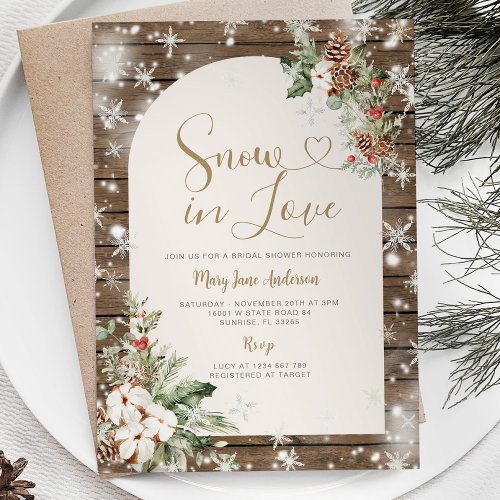 Christmas Floral Snow in Love Winter Bridal Shower Invitation