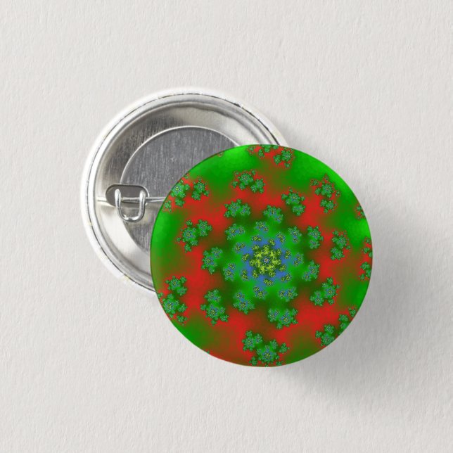 Christmas Floral Sprinkles Pinback Button (Front & Back)